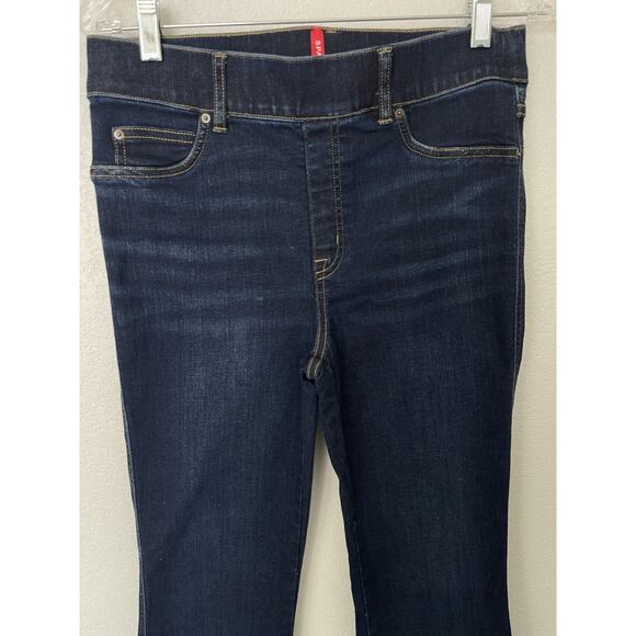 SPANX Flare Bootcut Pants High Rise Pull On Elastic Waist Indigo Blue Medium - Picture 4 of 8